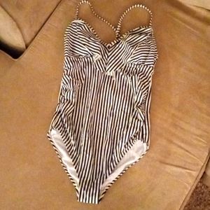 Pinstriped Maternity Swimsuit